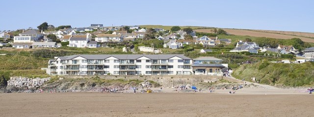 The apartments viewed from Burgh Island Causeway